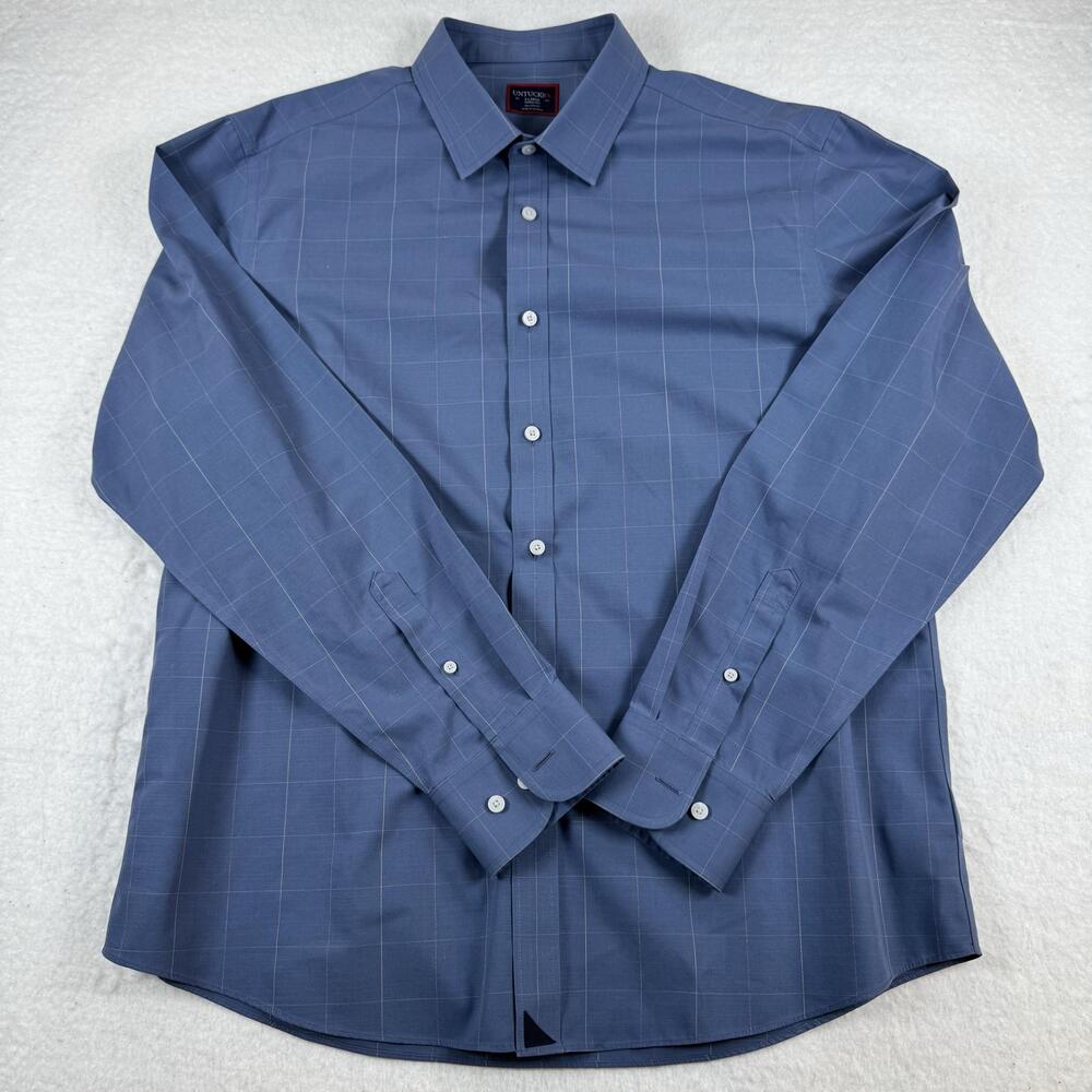 UNTUCKit Shirt Mens Size XL Blue Check Wrinkle Free Regular Fit Button Up Casual